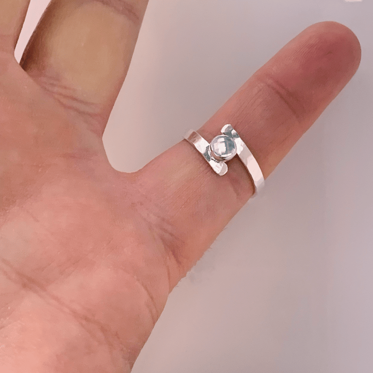 Sterling Silver Topaz textured Ring, Handmade Urban Jewellery WEDDING