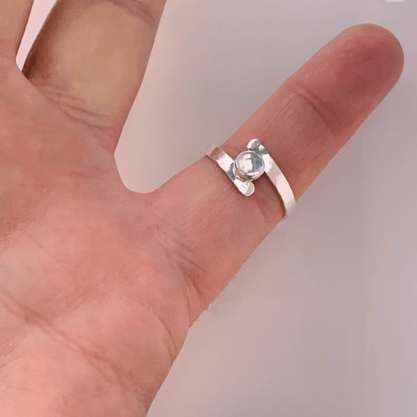 Sterling Silver Topaz textured Ring, Handmade Urban Jewellery WEDDING