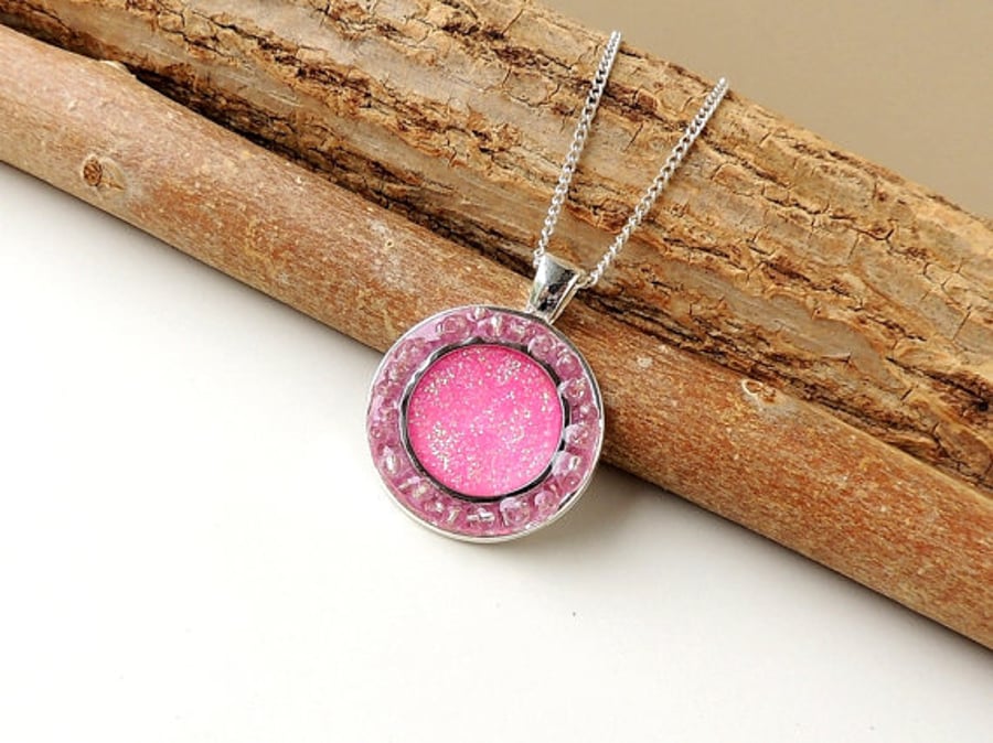 Pink Druzy Style Necklace (335)