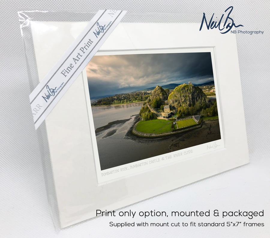 Dumbarton Rock & Castle, Firth of Clyde, Scotland - A6 (7" x 5") Unframed Print