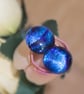 Royal Blue Dichroic Glass Earrings on Sterling Silver Studs - 2095