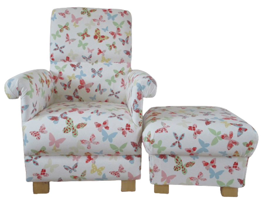 Butterflies Armchair & Footstool Adult Chair Prestigious Fabric Accent Nursery 