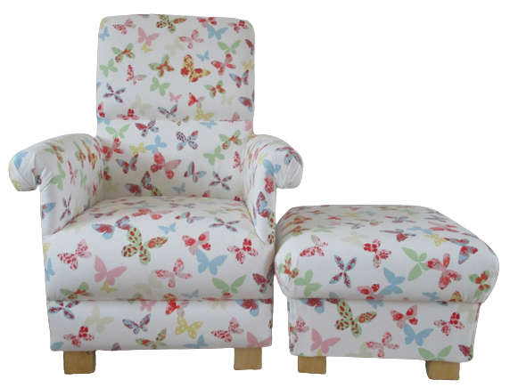 Butterflies Armchair & Footstool Adult Chair Prestigious Fabric Accent Nursery 