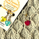 Heart stitch markers with lobster clasp