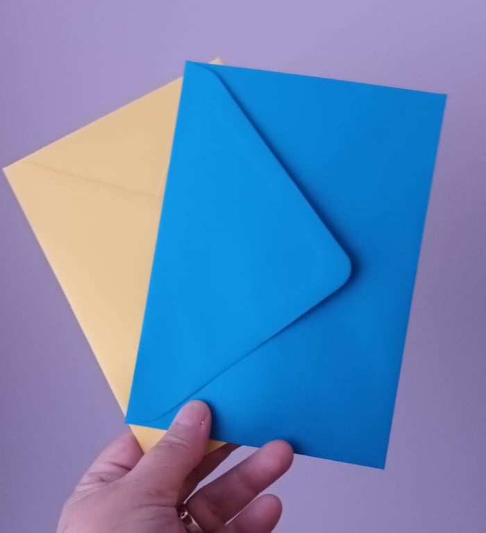 C6 A6 Blue And Yellow Envelopes Cardmaking Diamond Flap 120gsm Pack Of 10