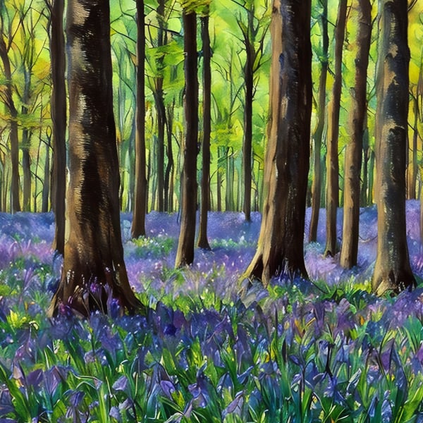 A5 Greeting Card Bluebells Woods Norfolk