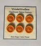 Dorset Buttons, Handmade, Orange Cotton Thread on Brass Rings