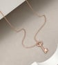 9ct rose gold small and dainty key charm pendant and chain - Image 3