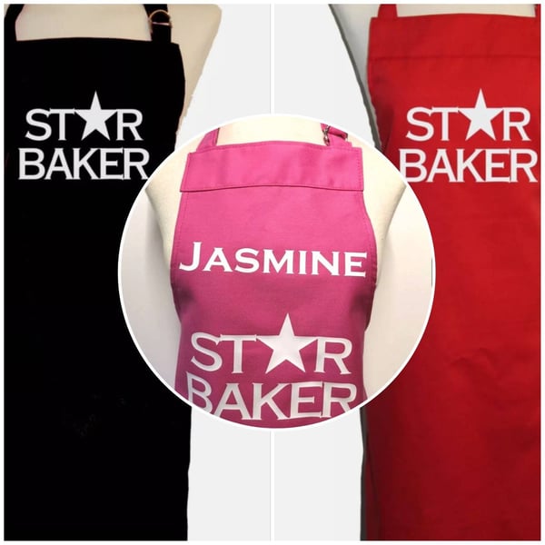 Adult : small teenage Star baker personalised apron - Made in England