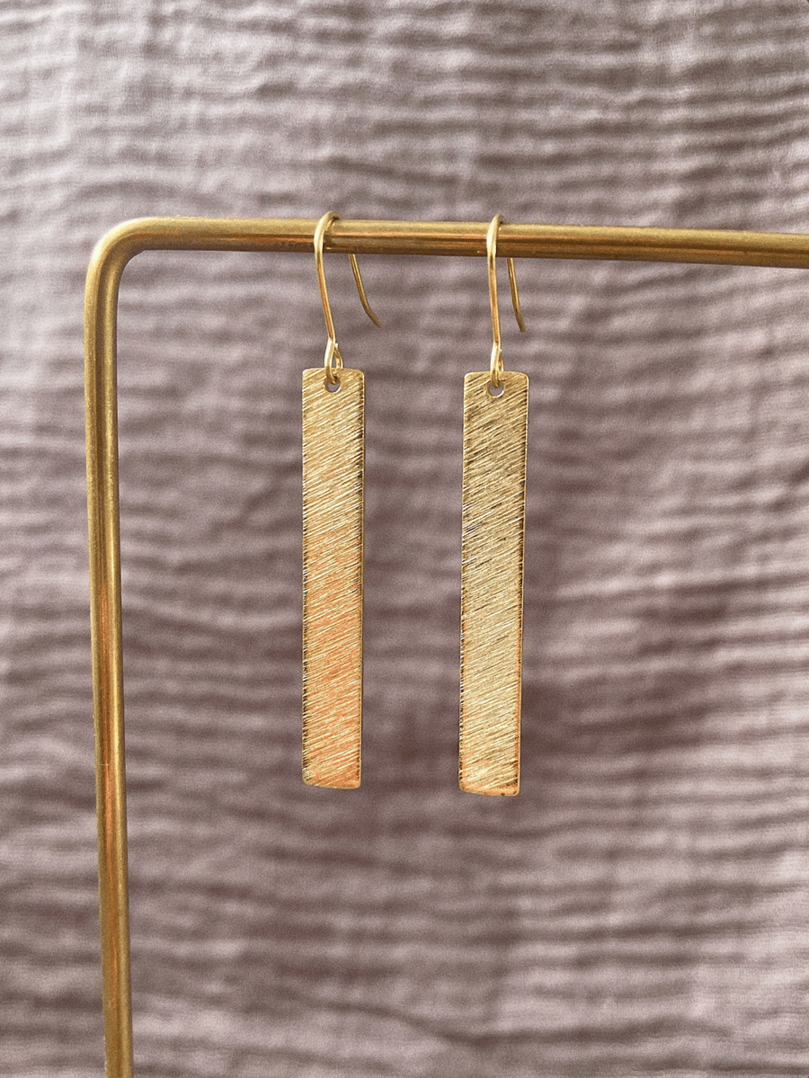 Minimal bar brass earrings, gift for her, christmas gift, simple earrings