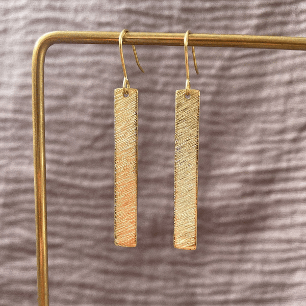 Minimal bar brass earrings, gift for her, christmas gift, simple earrings