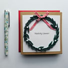 Nadolig Llawen Quilled Wreath Welsh Christmas Card Size 5" x 5"(12.5cm x 12.5cm)