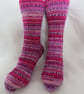 Hand-cranked Knitted Ribbed Wool Socks Size 8 to 9 - Image 1