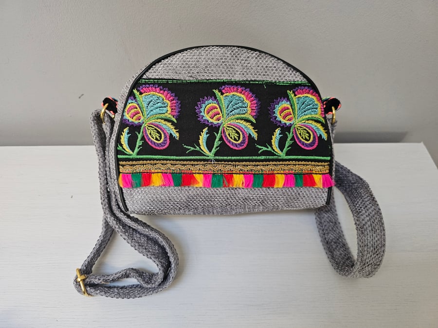 Textured Felt Artisan Cross Body Bag