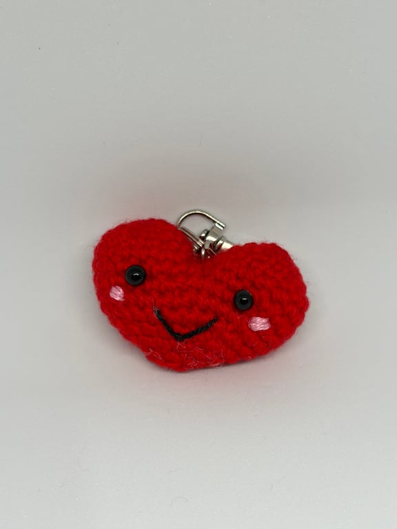 Handmade Crochet Red Heart Keychain