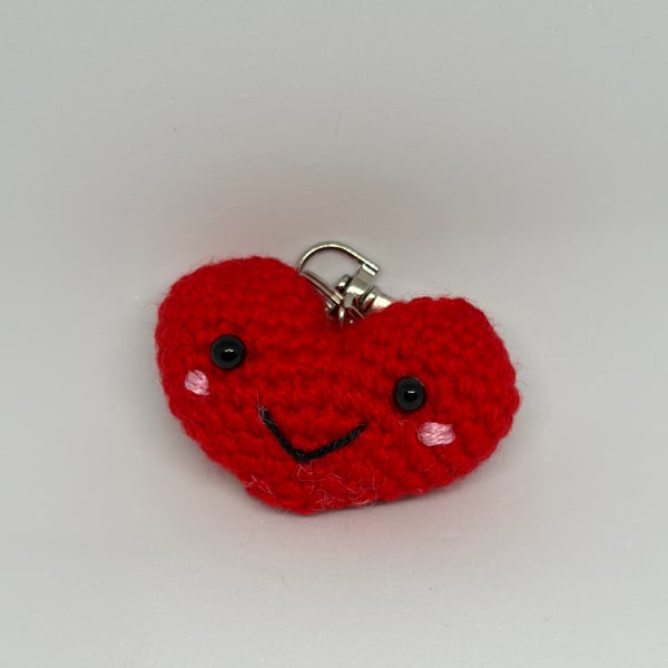 Handmade Crochet Red Heart Keychain