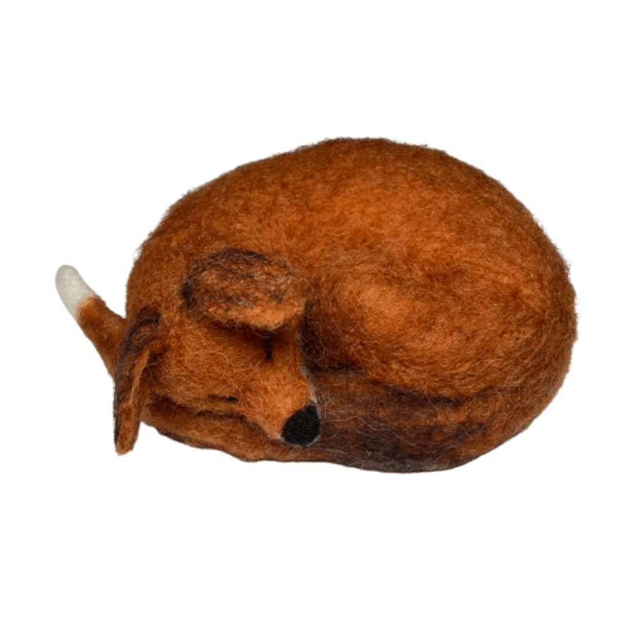 Fox, needle felted sleeping fox model, sculpture