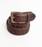 Mustard Tan Full Grain Crocodile Embossed Belt Gold-Tone Buckle Mens 38mm - Image 8
