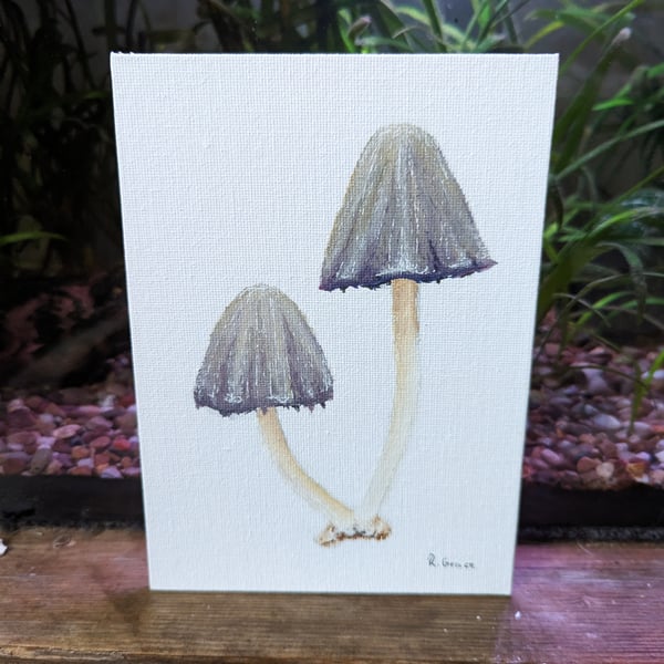 Common Inkcap Mushroom Acrylic Painting 