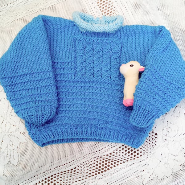Child's Roll Neck Jumper with Cable Panel Front, Winter Jumper, Child's Jumper