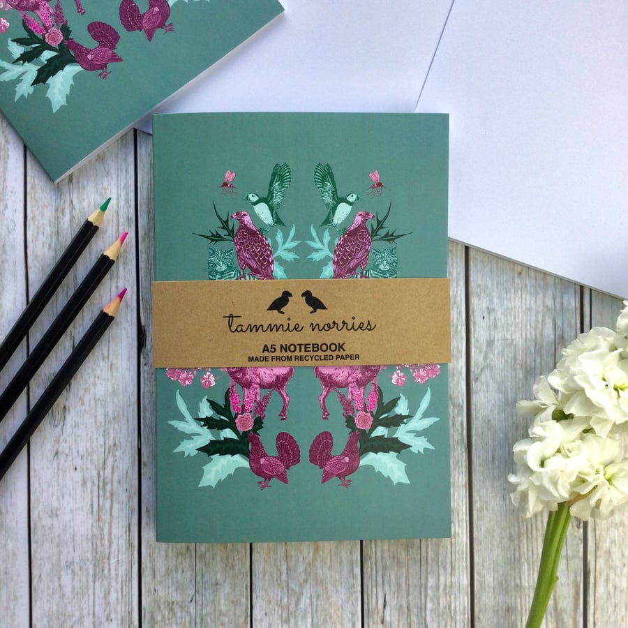 Notebook - Highlands A5 Recycled Notebook - Scottish Animal Notebook 