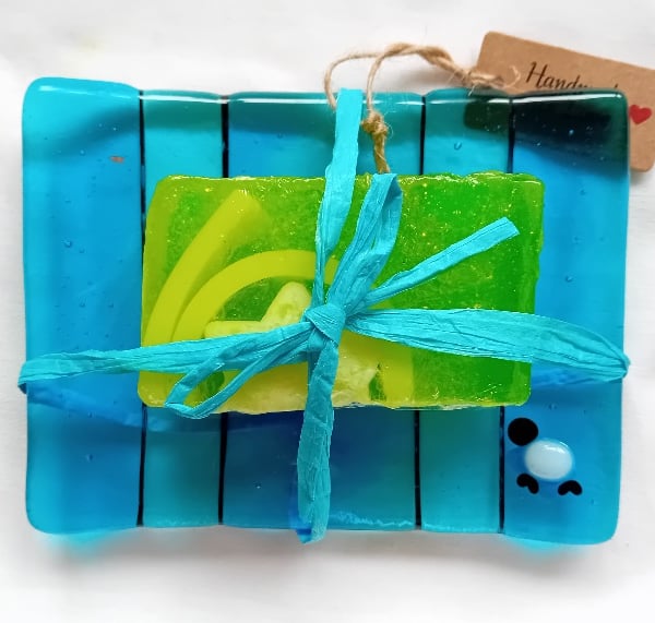 Fused glass Sheepy Soap Dish