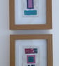 Pretty Patterned Pink Blue Teal Handstitched Geometric Small Art Pictures - Image 9