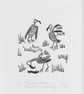 Three Vultures in a Field with a Sausage - lino cut print - Image 2