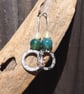 Hoops, Sterling silver dangle hoop earring, lemon jade and green moss agate hoop - Image 3