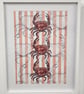 Crab, seafood striped art Print A3