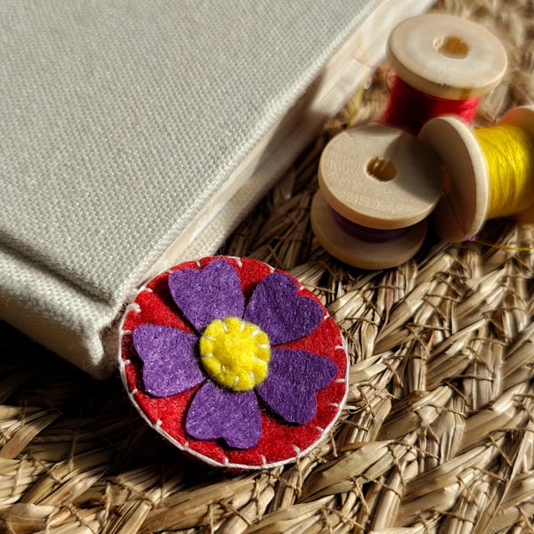 Purple Flower Felt Bookmark, Floral Bookmark