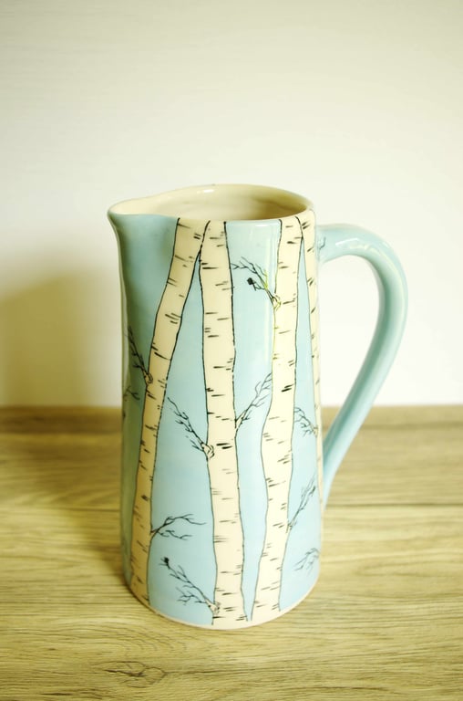Large Jug - Silver Birch Trees and Birds (sunrise)
