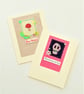 Mushroom theme & Skull Cross Stitch Note Cards with Sequins - Set of 2