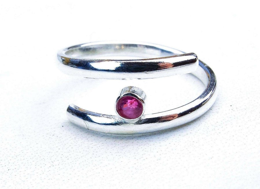 Ruby adjustable ring - July birthstone - ruby ring -- pink ruby - gemstone ring 