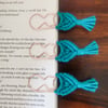Bookmark jumbo cat paperclip, macrame page markers - Emerald
