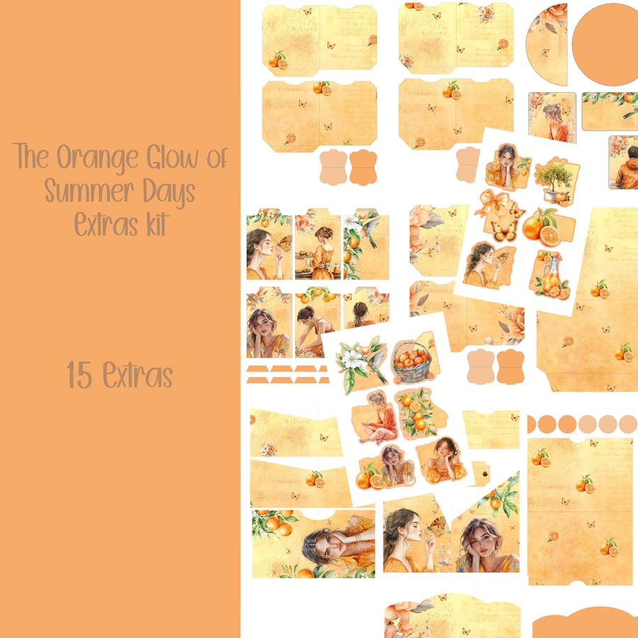 The orange glow of summer days extras Scrapbooking, Journal, Digital Download