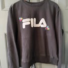 Hand-Embroidered Black Fila Sweatshirt – One-of-a-Kind