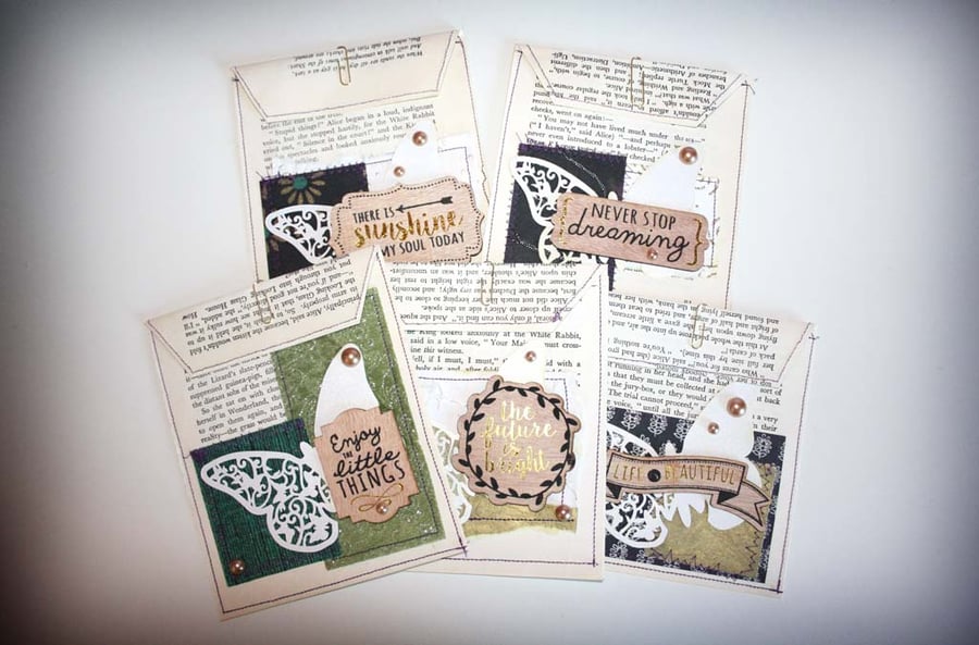 Alice In Wonderland Junk Journal Scrapbook Handmade Book Page Envelopes