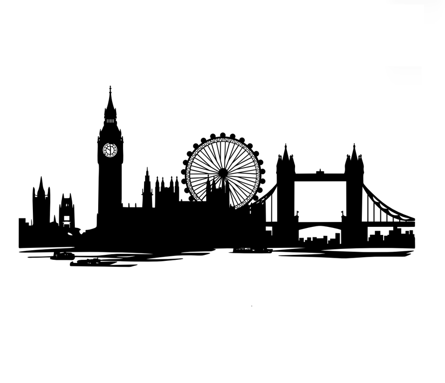 London Skyline Metal Wall Art, Black Wrought Iron Cityscape Silhouette 80cm