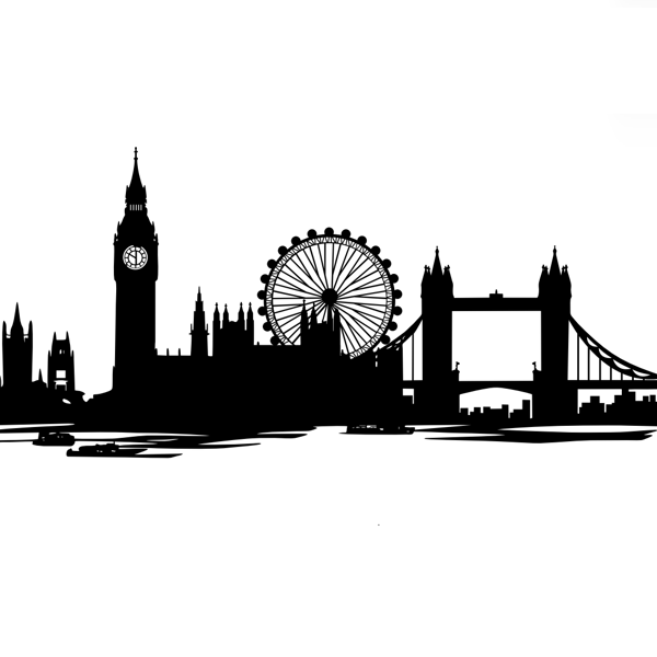 London Skyline Metal Wall Art, Black Wrought Iron Cityscape Silhouette 80cm