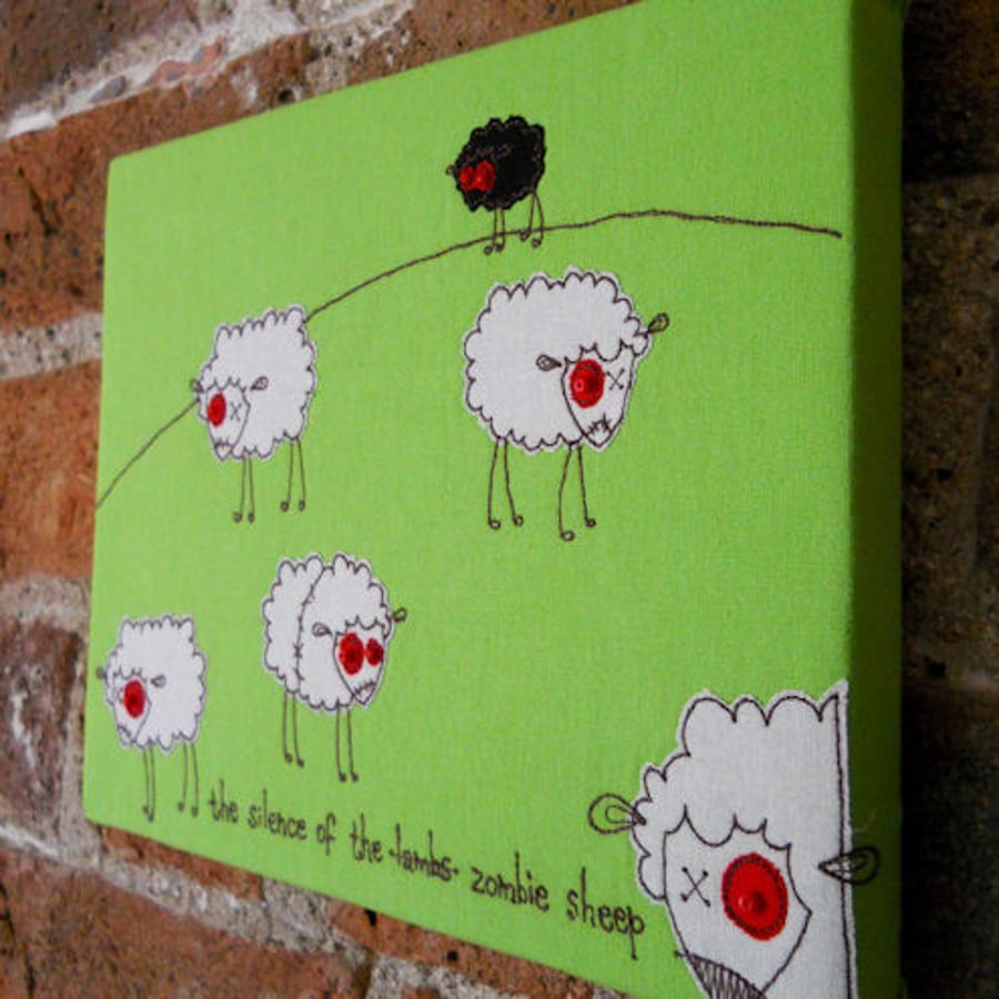textile art - embroidered zombie sheep