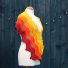 Crochet wrap in four sunset shades of 100% cotton - design A193