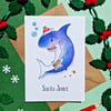 Funny Christmas Santa Card, Santa Jaws! Shark Christmas Card, Christmas Pun Card