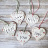 Hand Painted Wooden Heart Hanging Decoration 'Love'