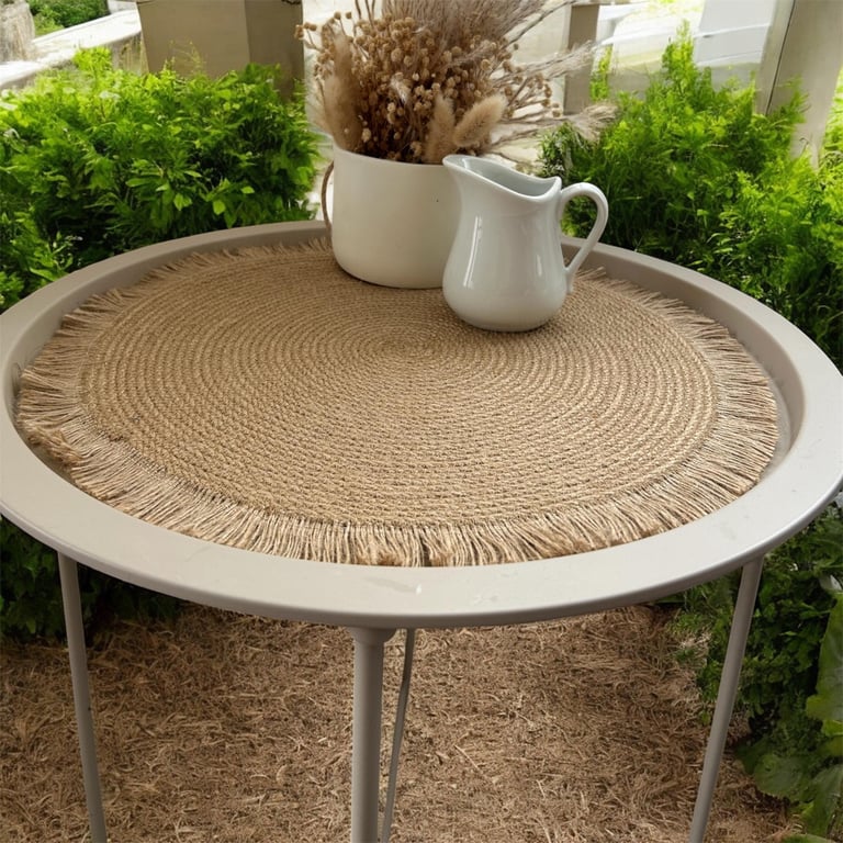 Handmade Jute Placemat with Fringe: Rustic Boho Table Decor