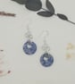 Handmade Sodalite Donut Earrings with Silver Clover Charms, Sterling Silver - Image 4