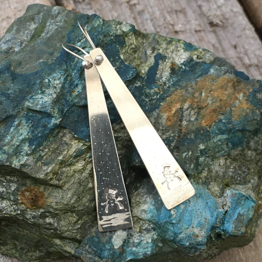 Christmas Earrings - Snowman or Tree Scene