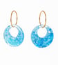 Blue Glitter Donut Resin Earrings – Ocean Inspired Dangle Hoops