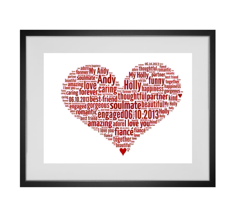 Personalised Love Heart Word Art Design