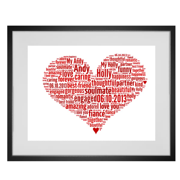 Personalised Love Heart Word Art Design